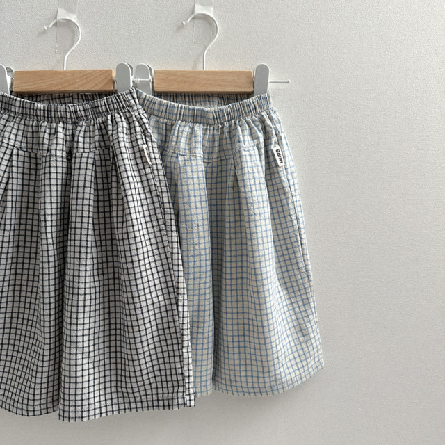 [70-110cm] 經典細格紋壓褶休閒寬褲 #UrsaMinor小熊座