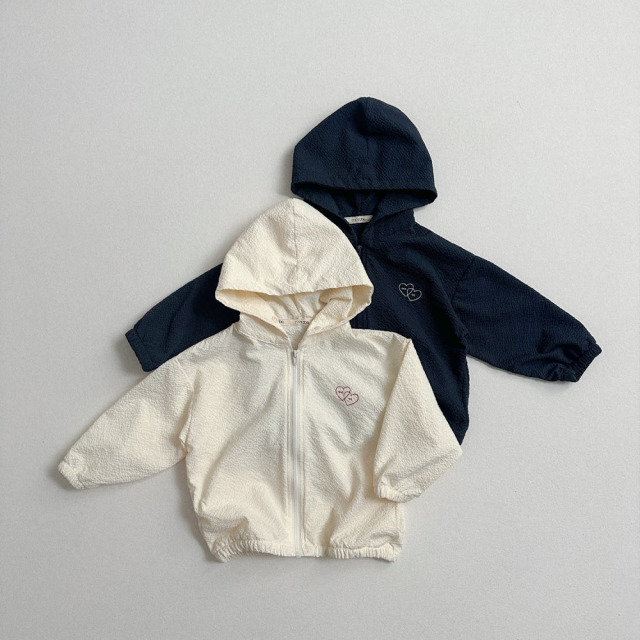 [70-110cm] 愛心電繡立體泡泡布連帽外套 #UrsaMinor小熊座