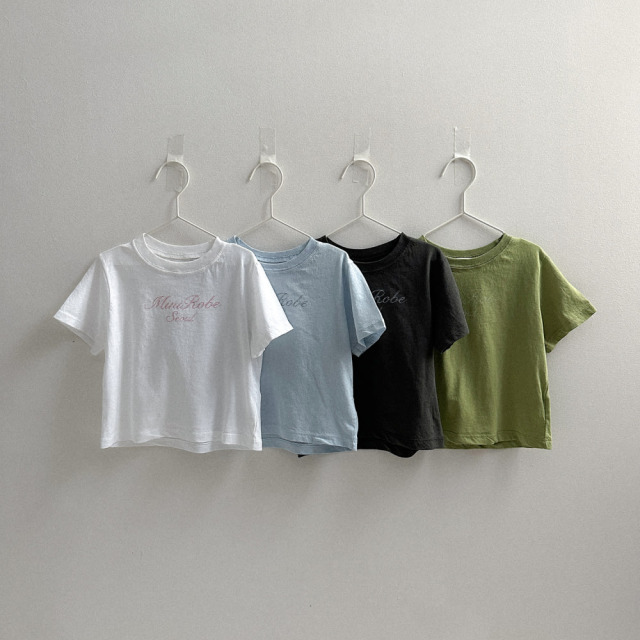 [70-110cm] 質感草寫字母刺繡日常短袖T恤 #UrsaMinor小熊座