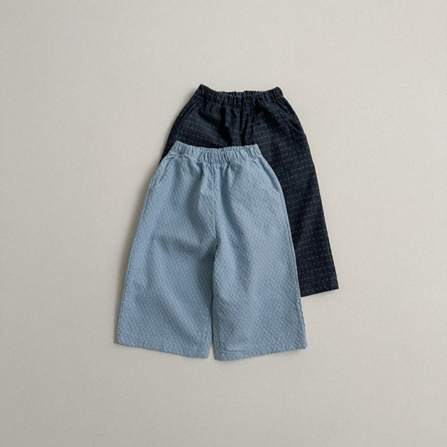 [70-110cm] 輕盈菱格紋鬆緊舒適寬褲 #UrsaMinor小熊座