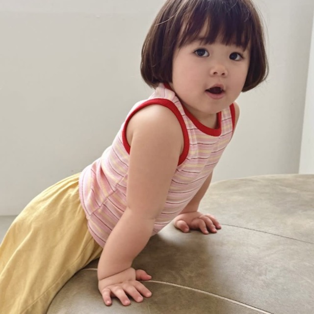 [70-107cm] 繽紛撞色滾邊坑條條紋背心 #Apus天燕座