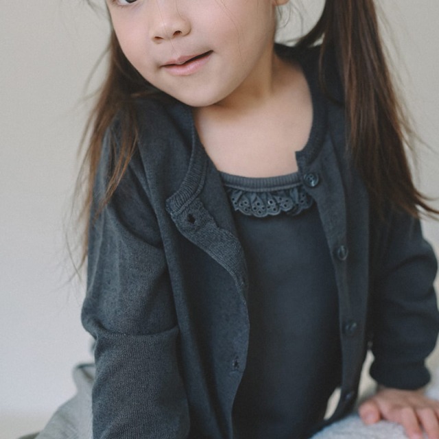 [72-125cm] 簡約圓領鈕扣針織外套 #Mensa山案座