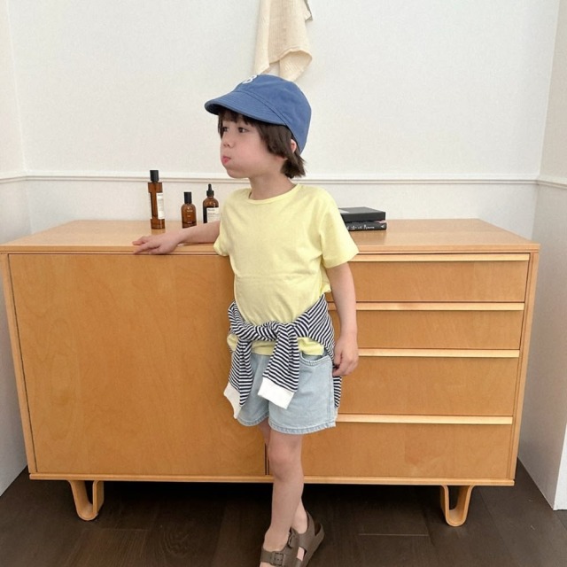 [85-130cm] 簡約純色愛心標短袖T恤 #Taurus金牛座