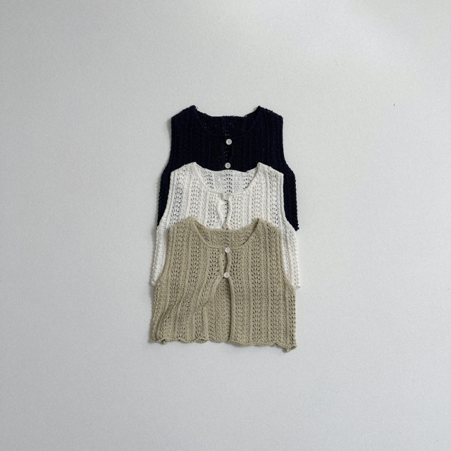 [70-110cm] 質感鏤空針織排扣背心 #Andromeda仙女座