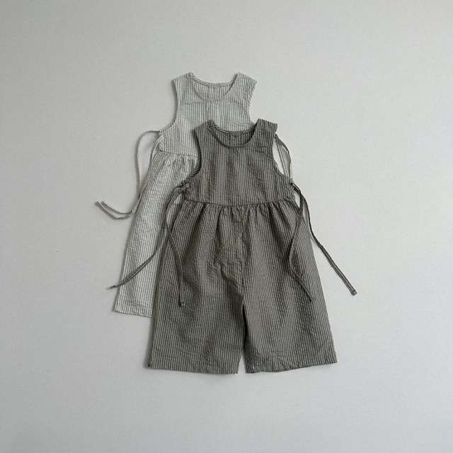 [70-110cm] 文藝細條紋側綁帶寬鬆連身褲 #Andromeda仙女座