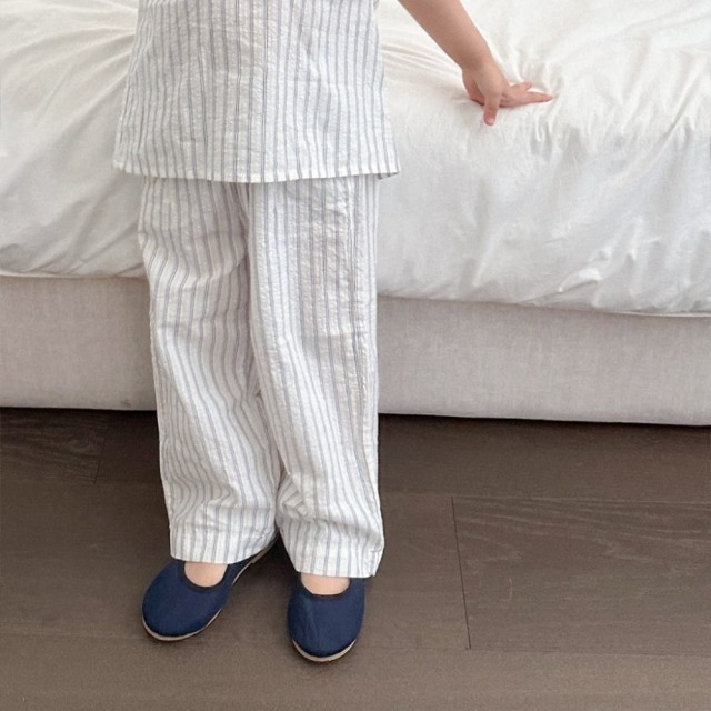 [85-130cm] 韓系細條紋寬鬆休閒長褲 #Taurus金牛座