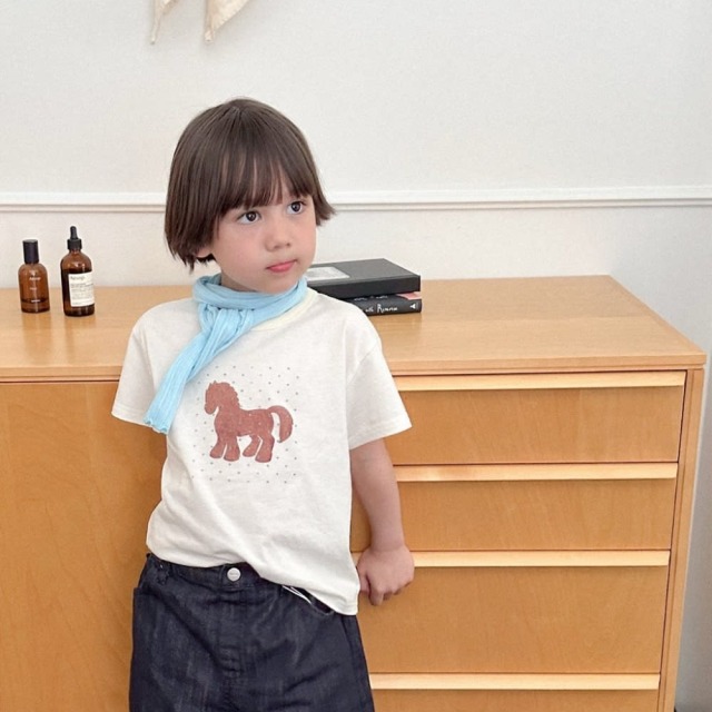 [85-130cm] 復古小馬印花長袖T恤 #Taurus金牛座