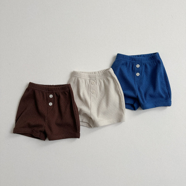 [70-110cm] 坑條排扣鬆緊腰頭休閒短褲 #Andromeda仙女座