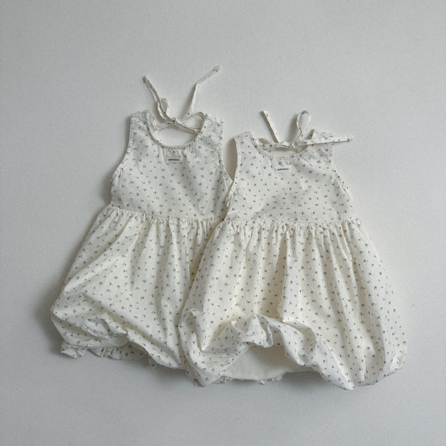 [70-110cm] 碎花後綁帶澎澎連身洋裝 #Andromeda仙女座