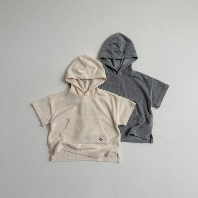 [70-110cm] 愛心口袋毛圈短袖連帽T #Andromeda仙女座