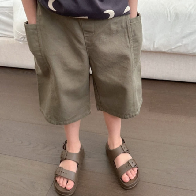 [85-130cm] 帥氣工裝口袋鬆緊短褲 #Taurus金牛座