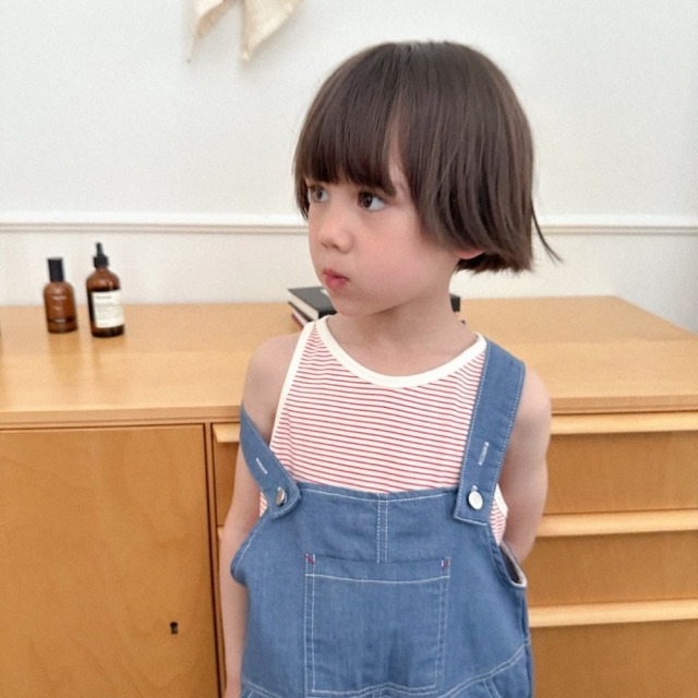 [85-130cm] 碎花丹寧連身吊帶褲 #Taurus金牛座