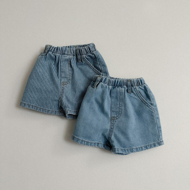 [70-110cm] 經典水洗丹寧鬆緊腰頭短褲 #Andromeda仙女座