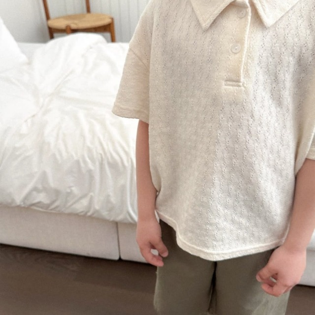 [85-130cm] 優雅鏤空織紋Polo衫 #Taurus金牛座