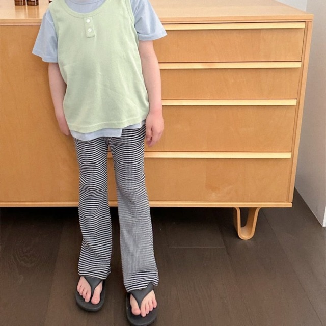 [85-130cm] 韓系復古細紋彈力喇叭褲 #Taurus金牛座