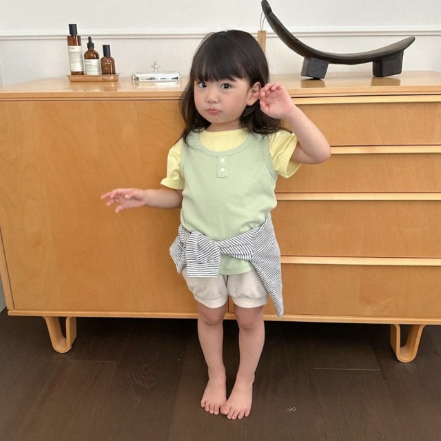 [85-130cm] 簡約坑條排扣無袖背心 #Taurus金牛座