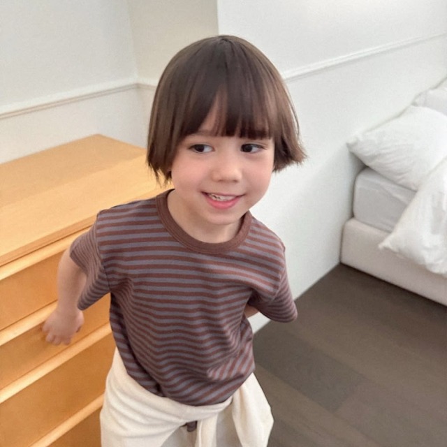 [85-130cm] 經典撞色細條紋短袖T恤 #Taurus金牛座