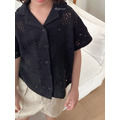[85-130cm] 復古鏤空勾花短袖襯衫 #Taurus金牛座