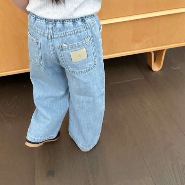 [85-130cm] 韓系直筒鬆緊牛仔長褲 #Taurus金牛座