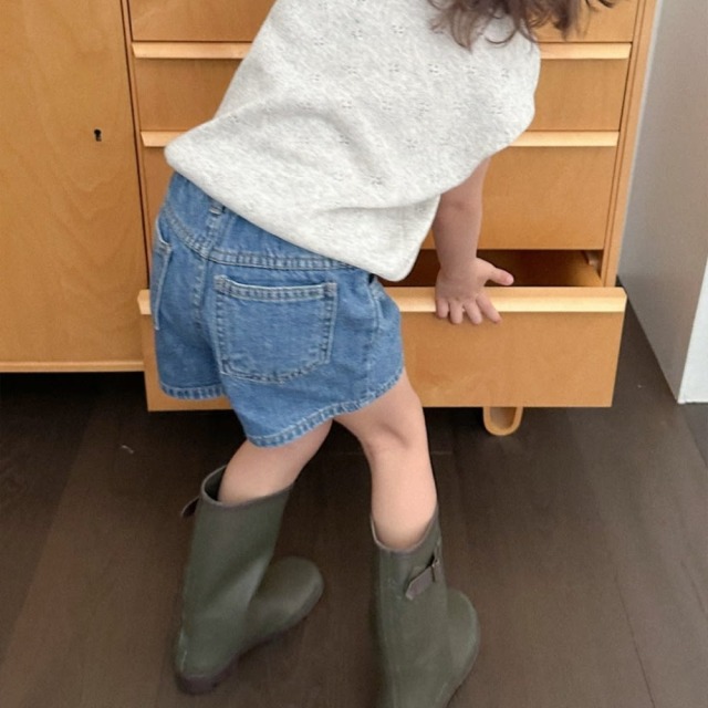 [85-130cm] 經典水洗刷色牛仔短褲 #Taurus金牛座