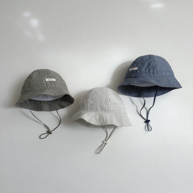 [70-110cm] 韓系細條紋防風抽繩遮陽漁夫帽 #Andromeda仙女座