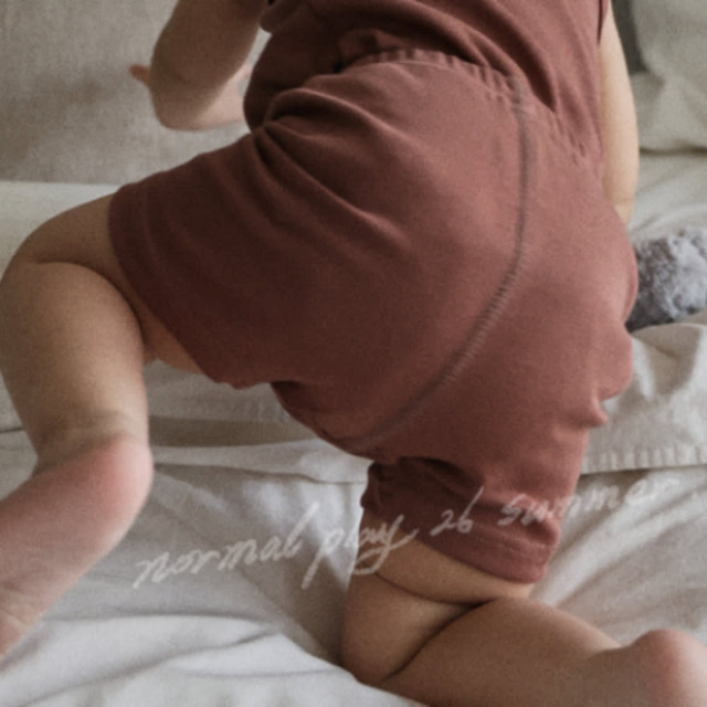 [55-120cm] 親膚坑條彈性合身短褲 #LeoMinor小獅座