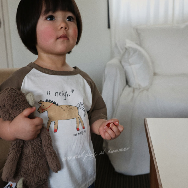 [55-120cm] 趣味拼色手繪小馬短袖T恤 #LeoMinor小獅座