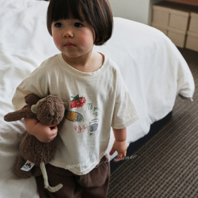 [55-120cm] 趣味手繪早餐系列短袖T恤 #LeoMinor小獅座