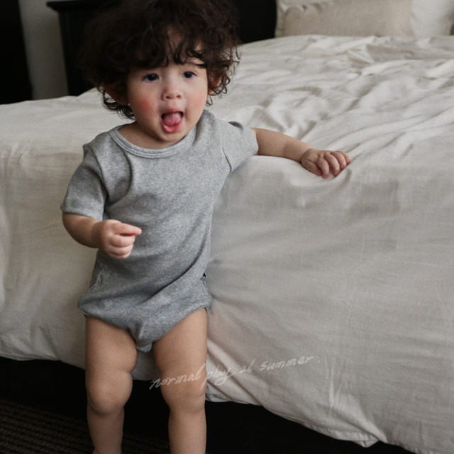 [55-120cm] 簡約坑條親膚短袖包屁衣 #LeoMinor小獅座