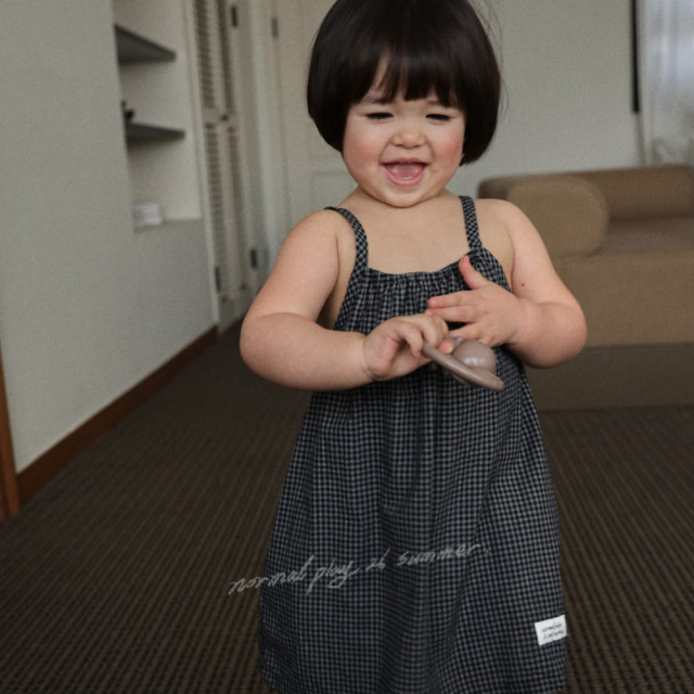 [55-120cm] 復古小細格紋細肩帶上衣 #LeoMinor小獅座