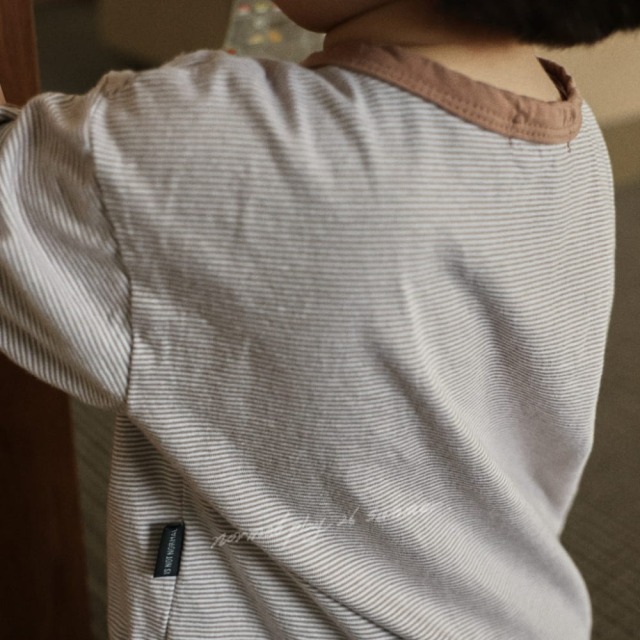 [55-120cm] 簡約細橫條紋撞色短袖T恤 #LeoMinor小獅座