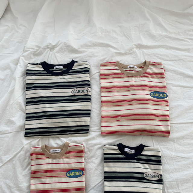 [Adult] 復古撞色徽章條紋T恤 #Crux南十字座