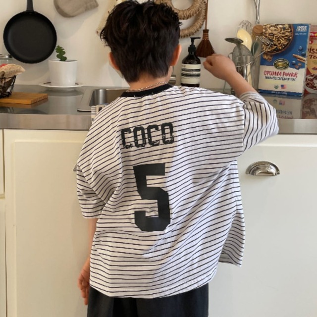 [90-155cm] 美式休閒數字條紋T恤 #Crux南十字座