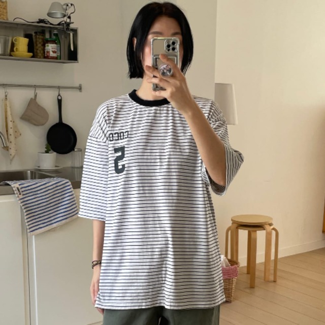[Adult] 美式休閒數字條紋T恤 #Crux南十字座