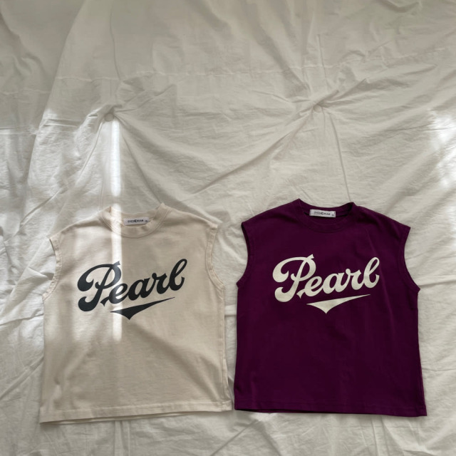 [90-155cm] 美式草寫字母無袖T恤 #Crux南十字座