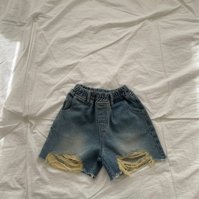 [90-155cm] 個性刷破水洗丹寧短褲 #Crux南十字座 (大童)
