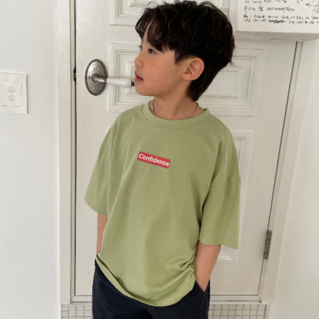 [90-155cm] 簡約框線字母印花T恤 #Crux南十字座