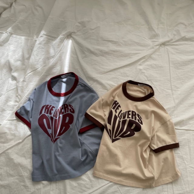 [90-155cm] 復古愛心印花撞色T恤 #Crux南十字座 (大童)