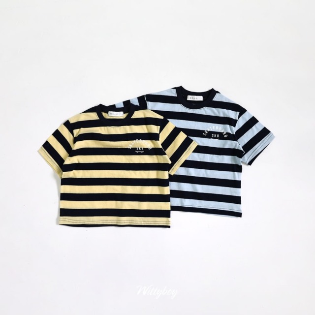 [90-165cm] street感滑板字母條紋T恤 #Gemini雙子座 (大童)