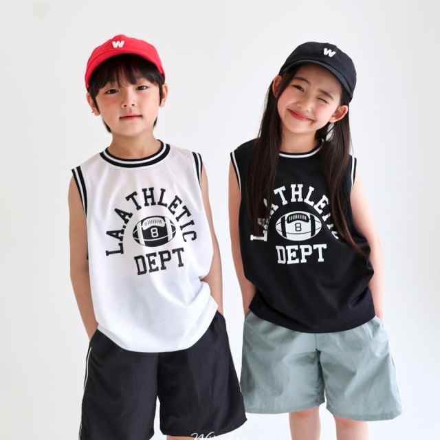 [90-165cm] 美式字母網眼無袖背心 #Gemini雙子座