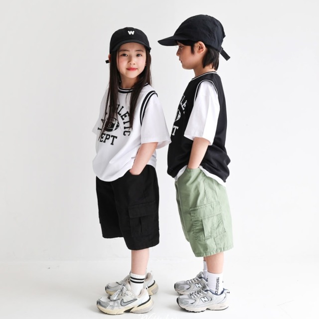 [90-165cm] 韓系工裝大口袋休閒短褲 #Gemini雙子座 (大童)