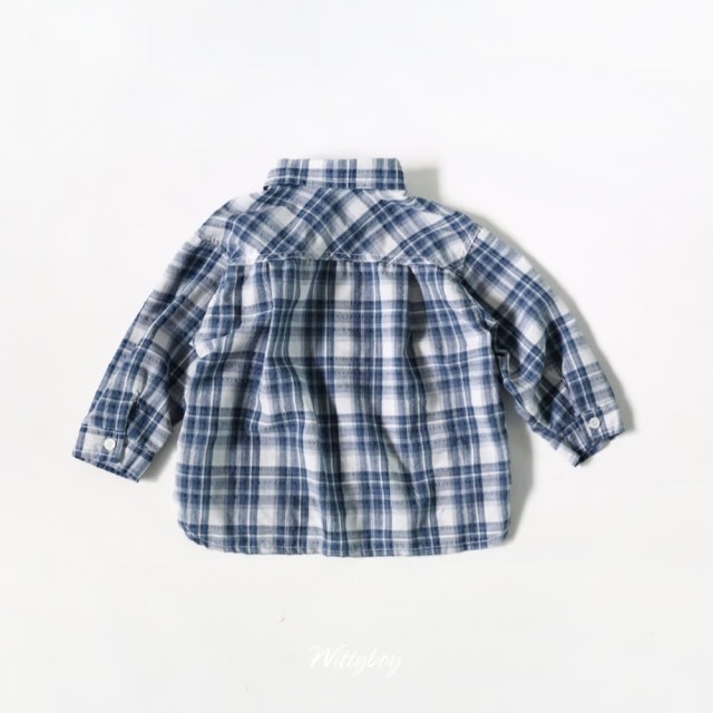 [90-165cm] 復古休閒格紋長袖襯衫 #Gemini雙子座 (大童)