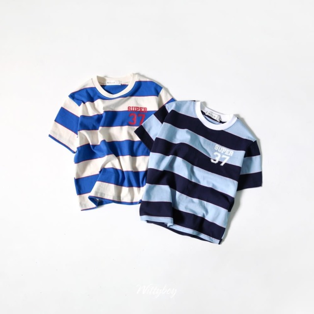 [90-165cm] 復古配色寬條紋短袖T恤 #Gemini雙子座 (大童)