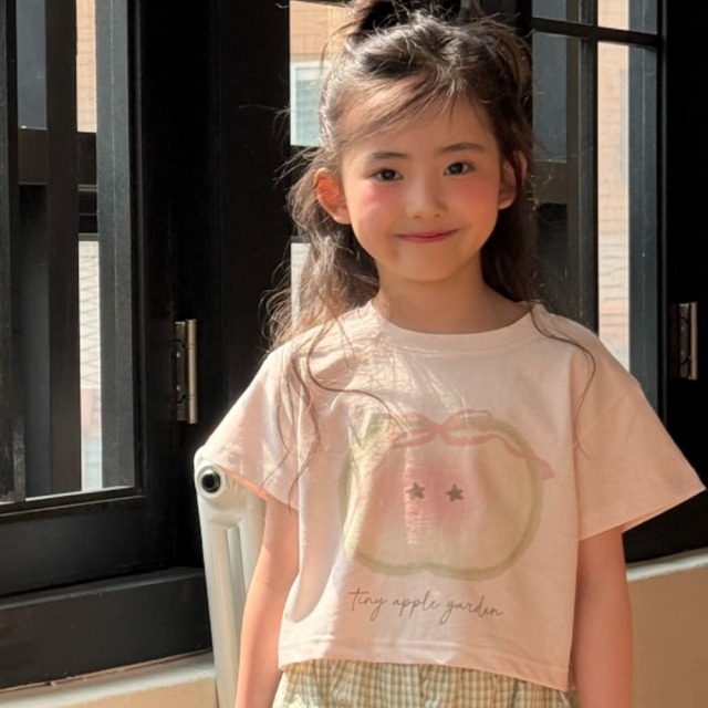 [80-130cm] 萌萌手繪感蘋果短袖T恤 #Cygnus天鵝座