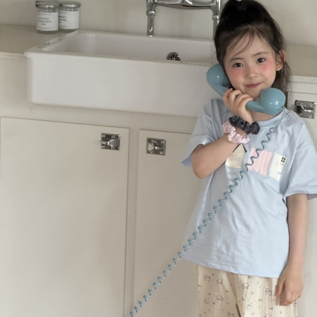 [80-130cm] 拼布感字母甜美小家短袖T恤 #Cygnus天鵝座