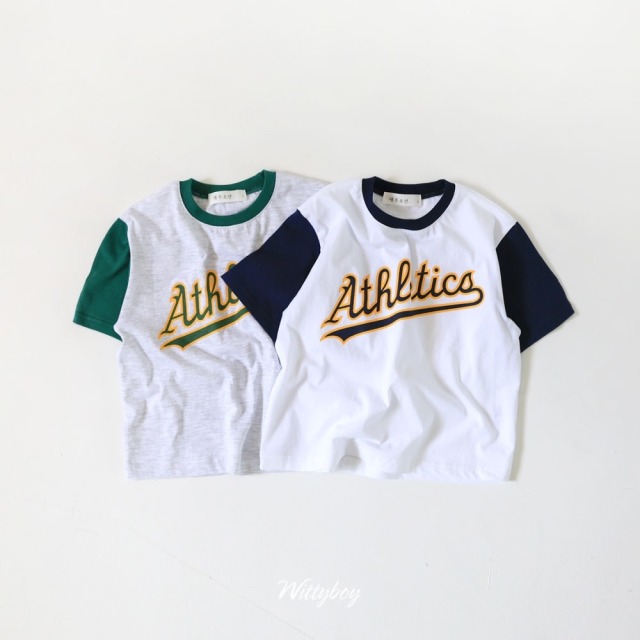 [90-165cm] 復古棒球字母短袖T恤 #Gemini雙子座 (大童)