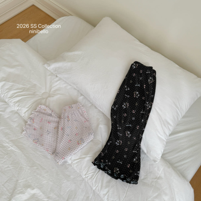 [80-130cm] 輕盈涼爽壓褶碎花寬鬆長褲 #Cygnus天鵝座 (大童)