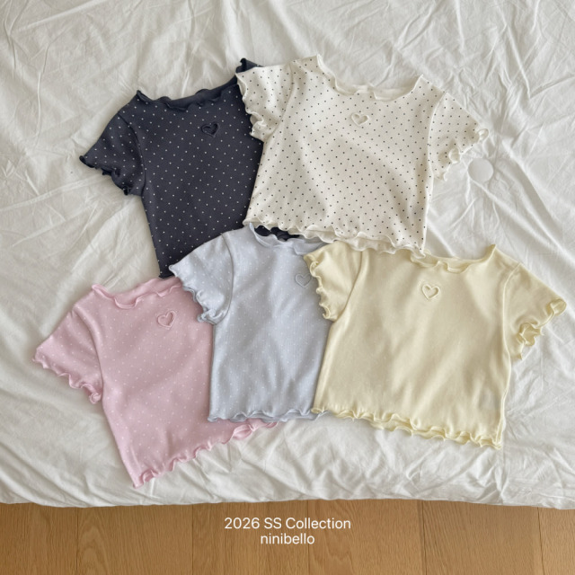 [80-130cm] 甜美鏤空愛心點點短袖T恤 #Cygnus天鵝座 (大童)