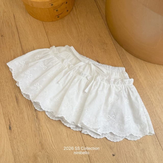 [80-130cm] 浪漫蝴蝶結刺繡花邊短裙 #Cygnus天鵝座 (大童)