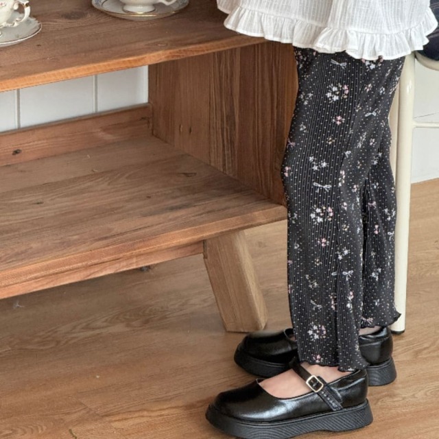 [80-130cm] 輕盈涼爽壓褶碎花寬鬆長褲 #Cygnus天鵝座